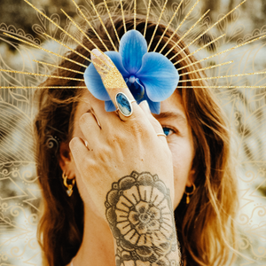 Azurite Crystal Elfin Ring