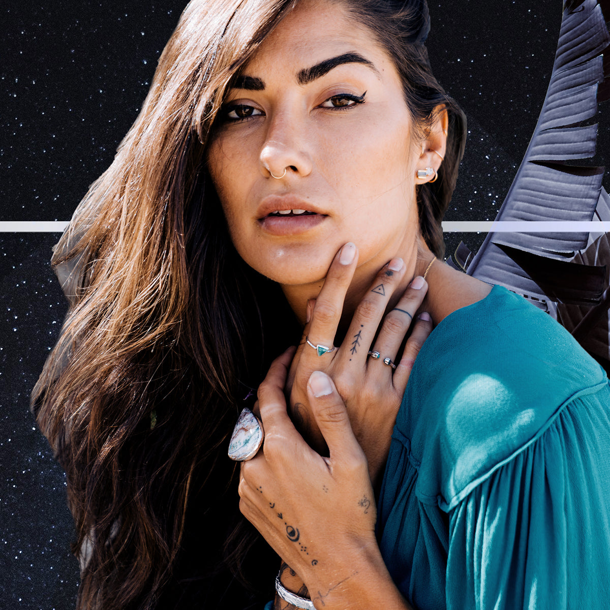 Turquoise Pyramid Elfin Ring :: Petit