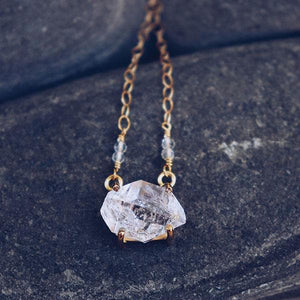 Herkimer Diamond Necklace :: Gold
