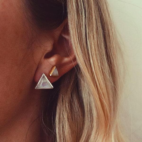 Grand Pyramid Studs :: Moonstone