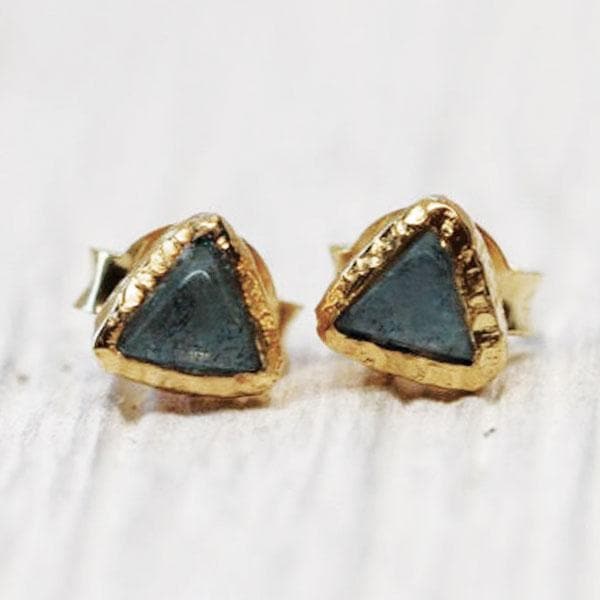 Grand Pyramid Studs :: Labradorite - Bahgsu Jewels