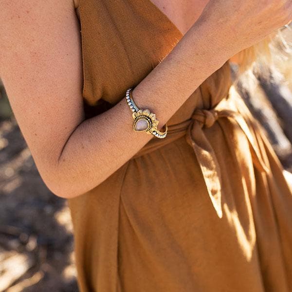Lotus Cuff || Rose Quartz