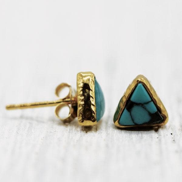 Grand Pyramid Studs :: Turquoise - Bahgsu Jewels