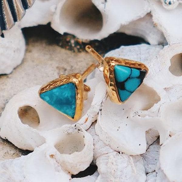 Grand Pyramid Studs :: Turquoise - Bahgsu Jewels