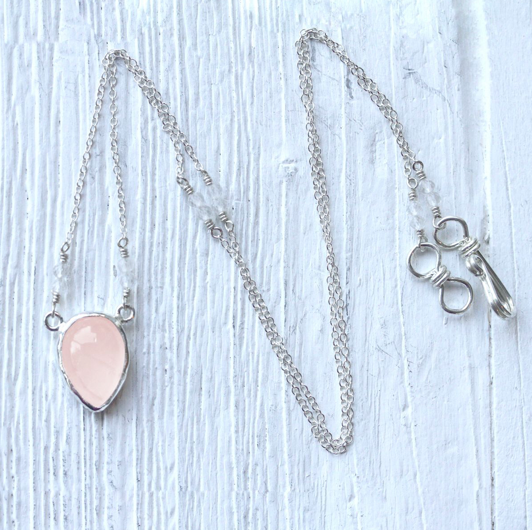 Rose Quartz Tear Necklace :: see more colors