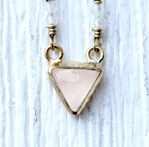 Rose Quartz Pyramid Necklace :: Petit