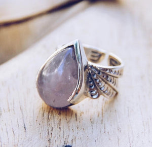 Winged Ring || rose quartz
