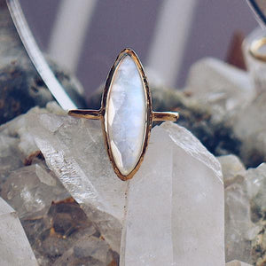 Faceted Moonstone Marquise Elfin Ring