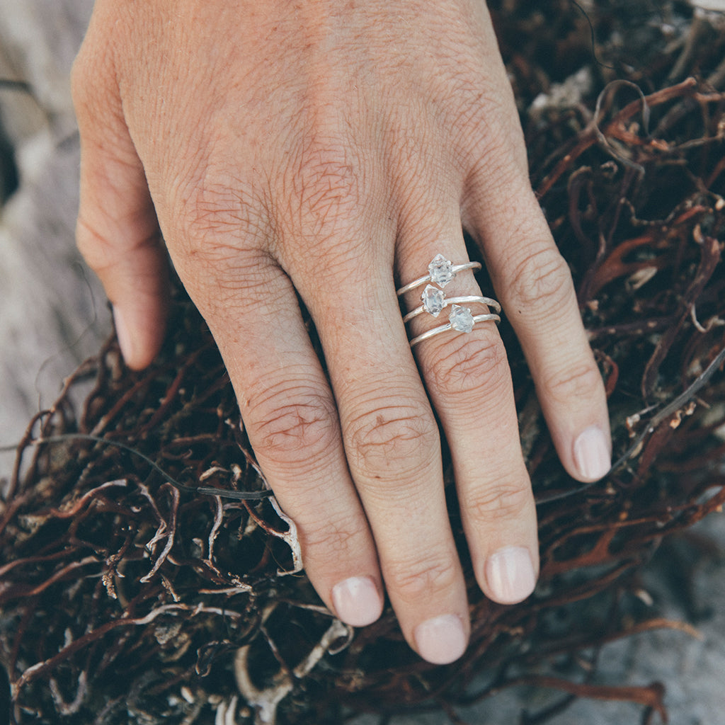 Petit Herkimer Diamond Ring :: Silver - Bahgsu Jewels