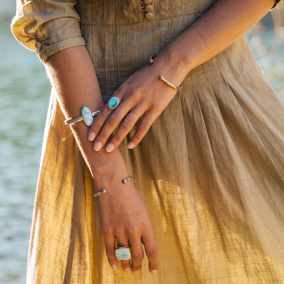 Lunar Chrysocolla Elfin Ring
