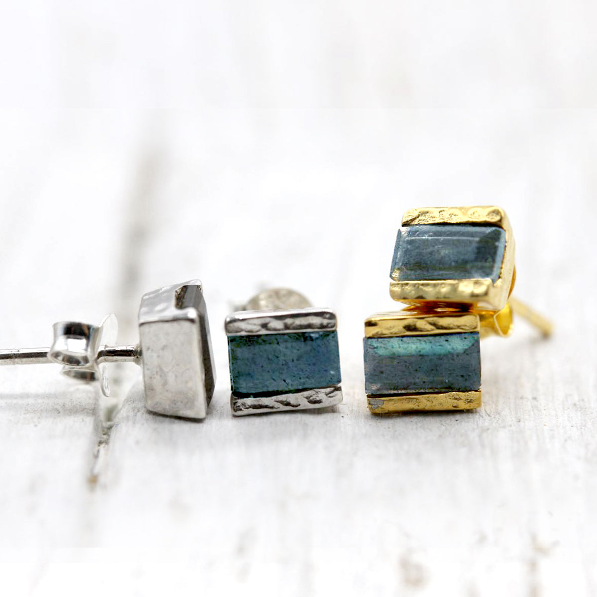 Yellow Labradorite Studs