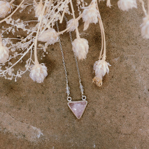 Rose Quartz Pyramid Necklace :: Petit