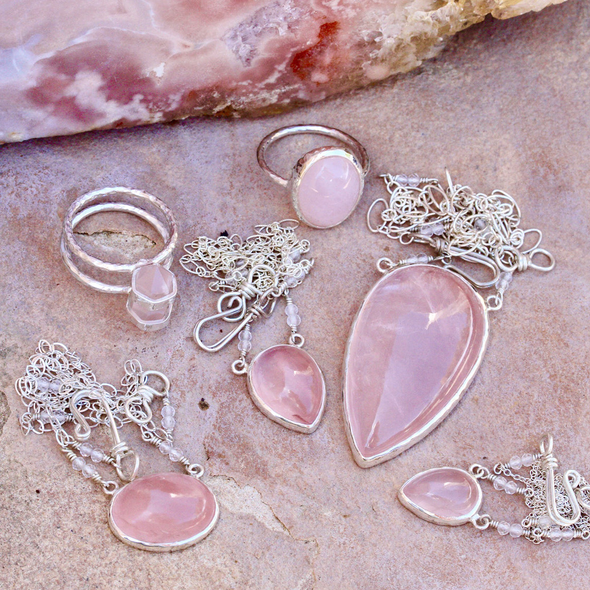 Rose Quartz Oval Necklace :: see more colors