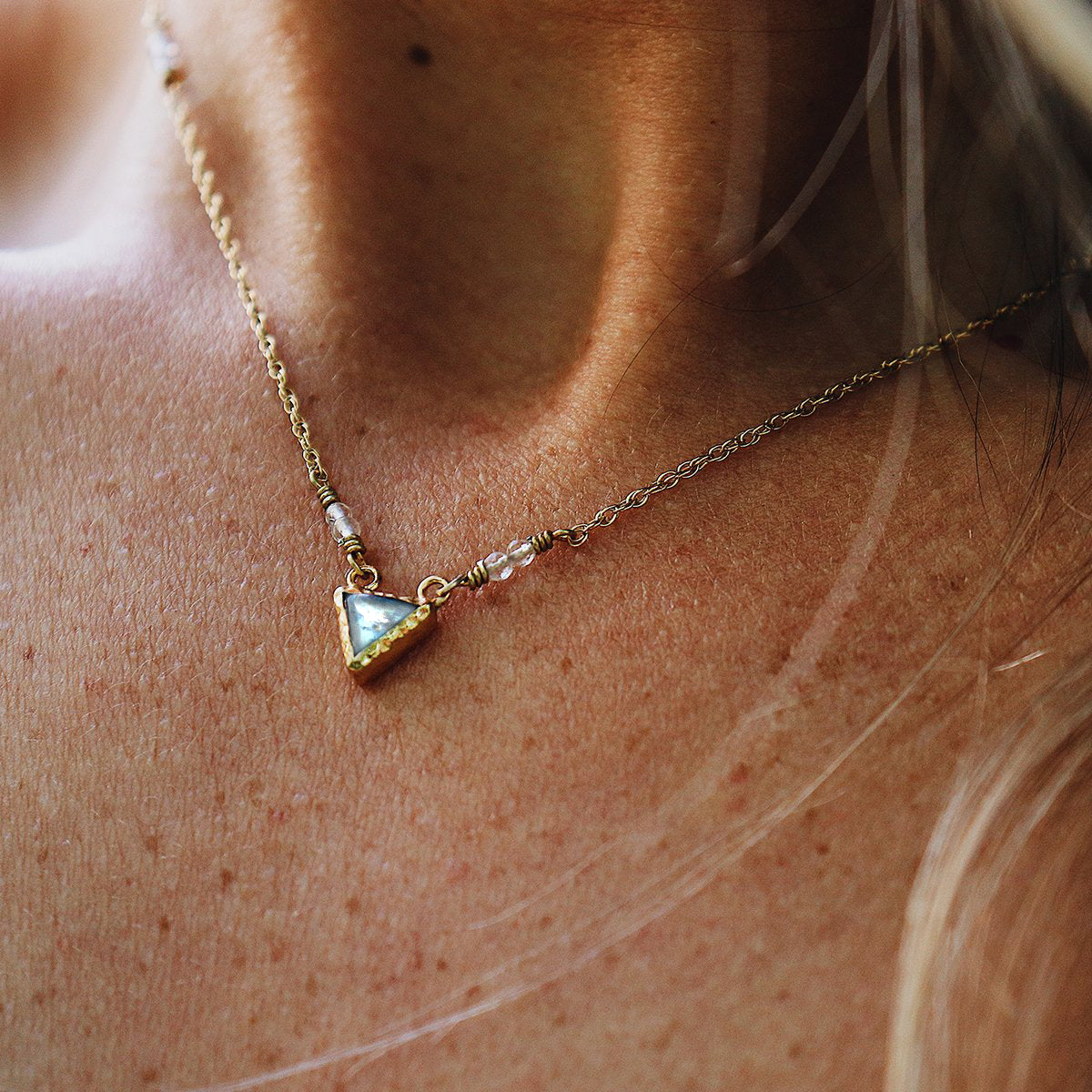 Moonstone Pyramid Necklace || Petit