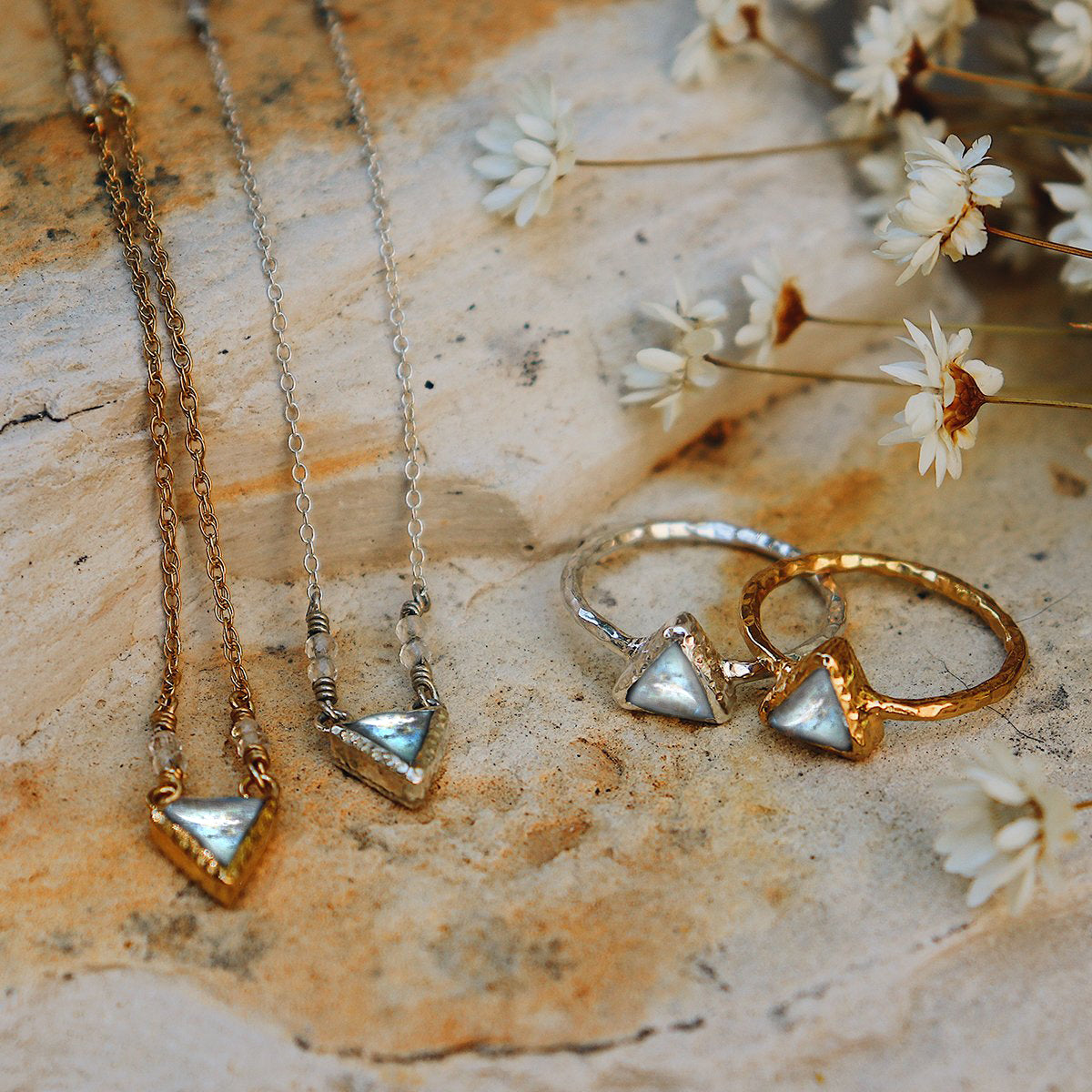 Moonstone Pyramid Necklace || Petit