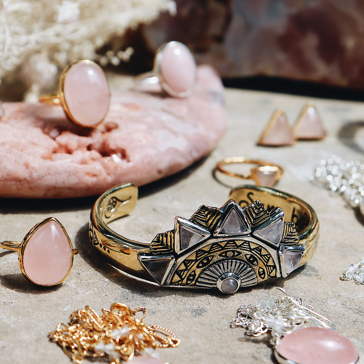 【Bahgsu Jewels】Spirit Rose Quartz Tearリング Spirit Ring || Rose Quartz Tear - Bahgsu