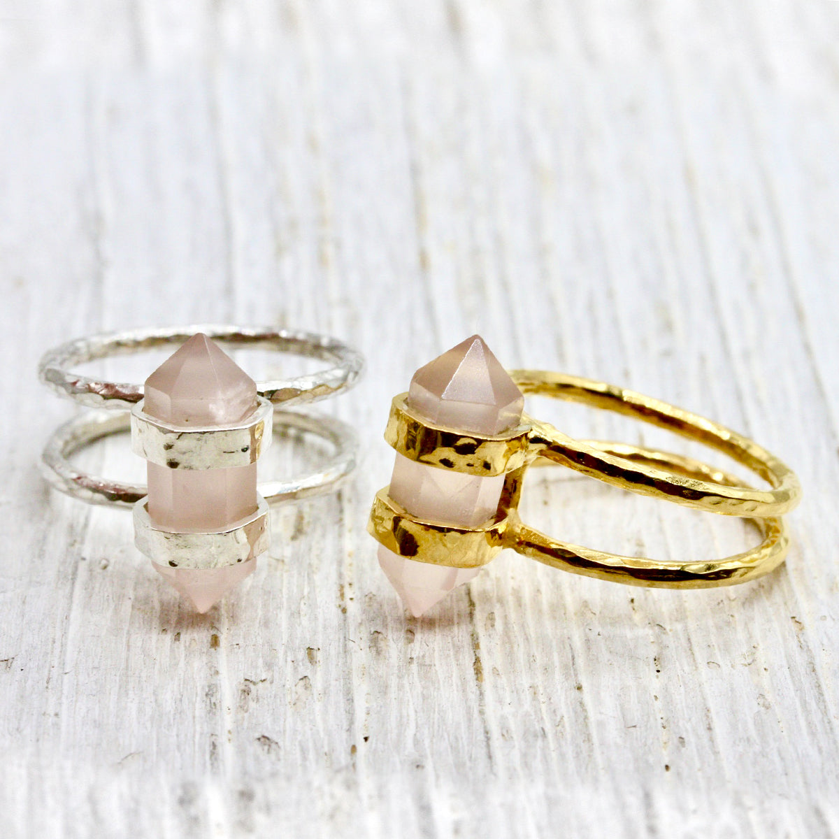 Grand Pyramid Studs : Rose Quartz - Bahgsu Jewels