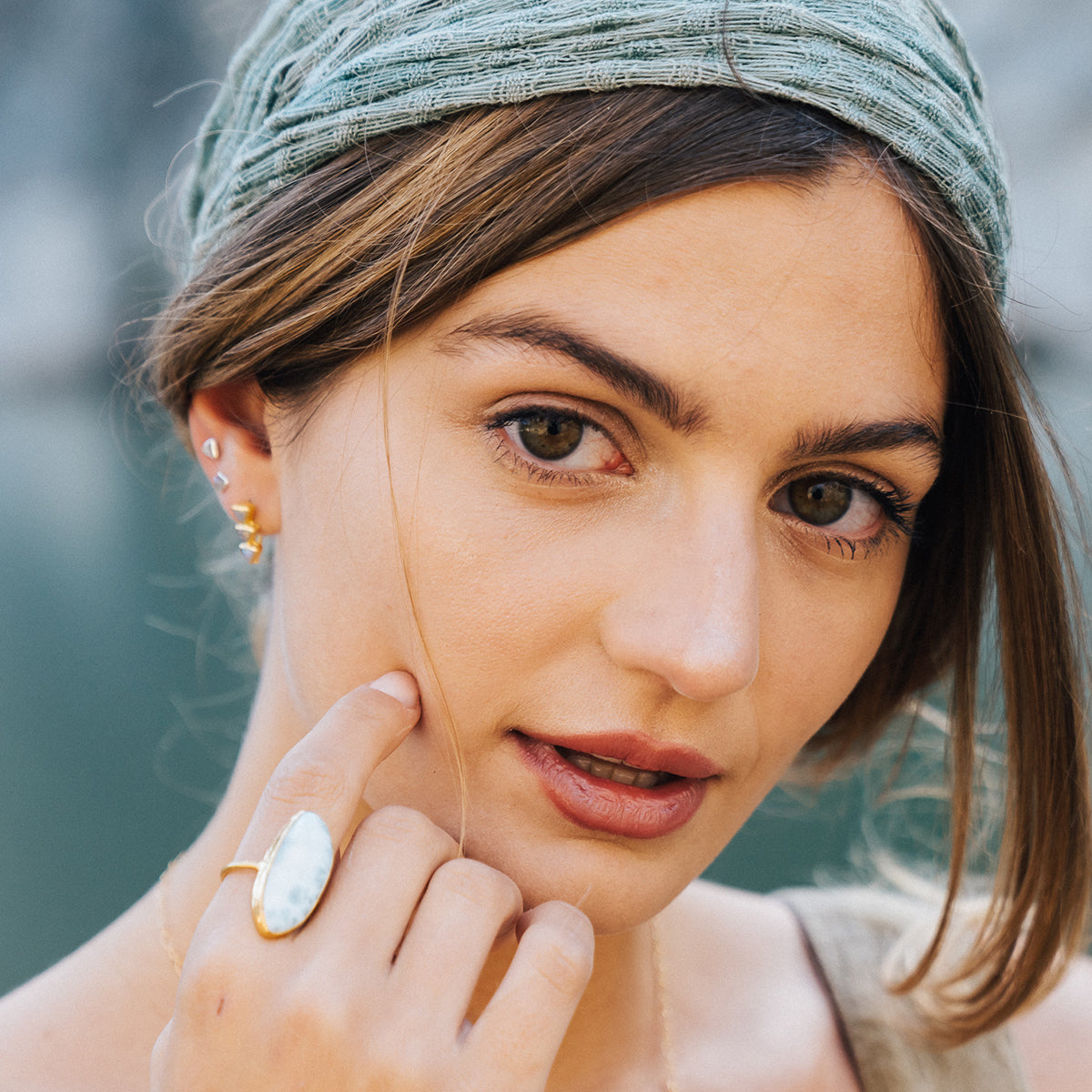 Shrine Pyramid Earring :: Moonstone